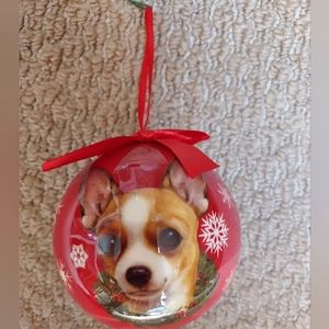 E & S Pet Chihuahua Christmas Holiday Dog Ornament Shatter Proof Ball Red
